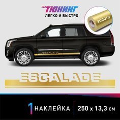 Наклейка на автомобиль Cadillac Escalade (Кадиллак Эскалейд), золотые полоски на авто, один борт (универсальный) Carlabl
