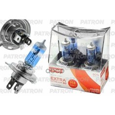 Лампа H4 12V 60/55W 3500K Extra Stream 80, Коробка 2Шт PATRON арт. PLH4-60/55-ESB2