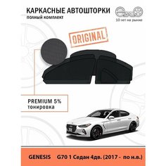 Автошторки EscO PREMIUM 90-95% на Genesis G70 1 (2017 - по н. в.) Полный комплект, крепятся на Магнитах ЭскО /Шторки на автомобиль