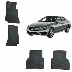 3-D Автомобильные EVA / ЕВА / ЭВА коврики в салон для Mercedes-Benz C-class W205 (4 поколение) / Мерседес-Бенц С-класса W205 (4 поколение) (Черный ромб / Черный кант) Auto Comfort