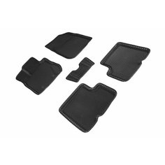 Комплект автомобильных EVA ковриков 3D Seintex 95485 для Nissan Terrano III 2014 - 2015 черные, с рисунком Ромб.