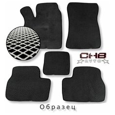 Комплект полимерных нано ковриков (ЕВА) на ВАЗ 2170 приора, цвет чёрный/красный, с ушками