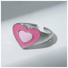 Кольцо Queen Fair, эмаль, безразмерное, розовый