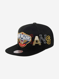 Бейсболка с прямым козырьком MITCHELL NESS HHSS3180-NOPYYPPPBLCK New Orleans Pelicans NBA (черный), Черный Mitchell&Ness