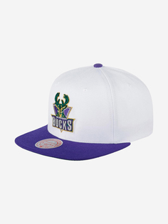 Бейсболка с прямым козырьком MITCHELL NESS 6HSSSH21294-MBUWHPR Milwaukee Bucks NBA (белый), Белый Mitchell&Ness