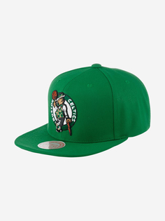 Бейсболка с прямым козырьком MITCHELL NESS HHSS5341-BCEYYPPPGREN Boston Celtics NBA (зеленый), Зеленый Mitchell&Ness