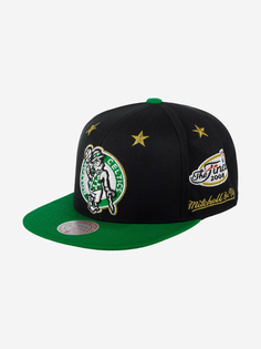 Бейсболка с прямым козырьком MITCHELL NESS 6HSSDX19024-BCEBKGNKGA Boston Celtics NBA (черный), Черный Mitchell&Ness