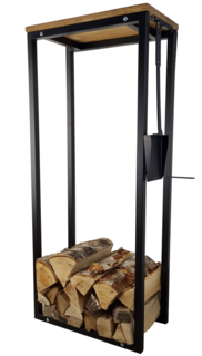 Дровница Syndicate Prestige ZS6003 с полкой из натурального дуба и каминным набором