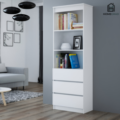 Стеллаж HomeGrad Сура 3 ящика 600х2100х320, Белый