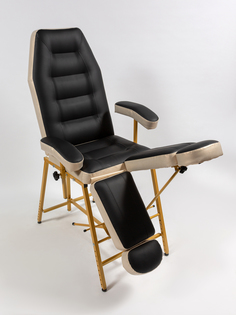 Педикюрное кресло Уютный мастер Горизонт, золотистый металл/черный