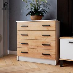 Комод HomeGrad КМ-2 белый/дуб крафт золотой