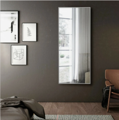 Зеркало настенное в полный рост Alias 140х90 серебро в тонкой алюминиевой раме