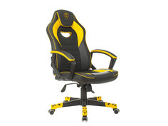 Игровое кресло Бюрократ ZOMBIE GAME 16 Черный, экокожа, ткань / Желтый, экокожа