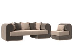 Набор Кипр-2 (диван, кресло) велюр бежевый/коричневый Лига Диванов
