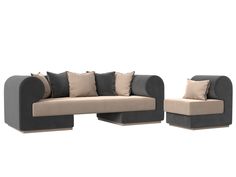 Набор Кипр-2 (диван, кресло) велюр бежевый/серый Лига Диванов