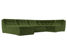 П-образный модульный диван Холидей микровельвет зеленый Лига Диванов