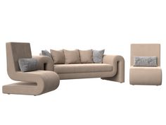 Набор Волна-1 (диван, 2 кресла) велюр бежевый Лига Диванов