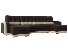 П-образный диван Марсель экокожа коричневый/бежевый Лига Диванов