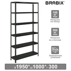 Стеллаж металлический BRABIX ГРАФИТ MS KD-195/30-6 Черный