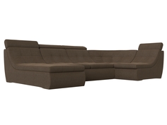 П-образный модульный диван Холидей Люкс рогожка коричневый Лига Диванов