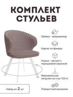 Стул мягкий поворотный со спинкой Alat Home комплект 2 шт 00-00066977