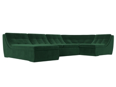 П-образный модульный диван Холидей велюр зеленый Лига Диванов