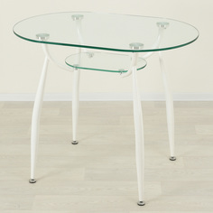 Кухонный стол Mebel Apartment Вокал 23 прозрачный/белый 900х600