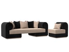 Набор Кипр-2 (диван, кресло) велюр бежевый/черный Лига Диванов