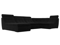 П-образный модульный диван Холидей Люкс микровельвет черный Лига Диванов
