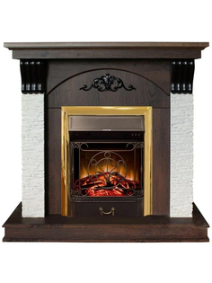 Электрокамин Real Flame Corfino NT-F316 с очагом Majestic Lux Brass
