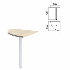 Стол приставной угловой "Арго", 600х600 мм, БЕЗ ОПОРЫ, ясень шимо Argo