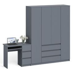 Стол компьютерный СВК Мори МШ1600 правый со шкафом графит, 250х50х210 см