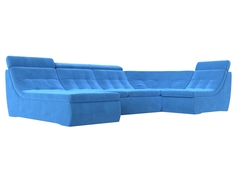 П-образный модульный диван Холидей Люкс велюр голубой Лига Диванов