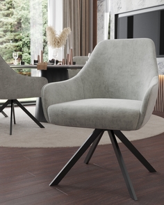 Стул ArtGenesis Амбссадор с подлокотниками металлические ножки светло-серый