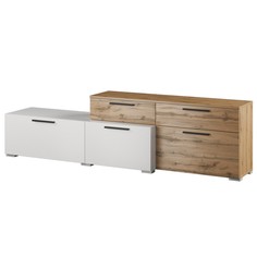 Тумба под ТВ Альберо 2100х417х570 белый/дуб вотан No Brand