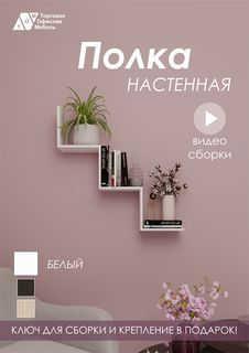 Полка настенная ТОМ, ступенчатая белая Торговая Офисная Мебель
