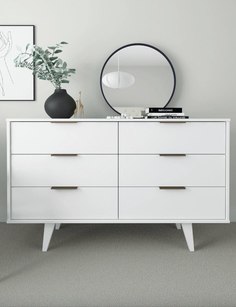 Комод Мебельнов Чикаго 6 ящиков, 135х46x82 см, белый