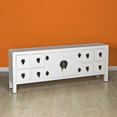 Тумба под телевизор Design белая 130 x 24 x 50,5 см No Brand