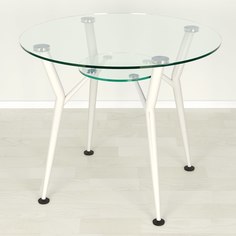 Кухонный стол Mebel Apartment Квадро 18-4 прозрачный/белый D80