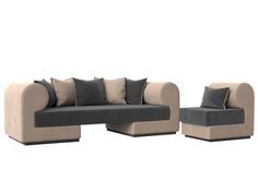 Набор Кипр-2 (диван, кресло) велюр серый/бежевый Лига Диванов