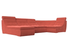 П-образный модульный диван Холидей Люкс микровельвет коралловый Лига Диванов