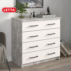 Комод letta Мальта Plus, Бетон/белое тиснение