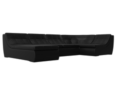 П-образный модульный диван Холидей экокожа черный Лига Диванов