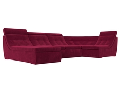 П-образный модульный диван Холидей Люкс микровельвет бордовый Лига Диванов