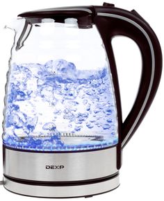 Чайник электрический DEXP KG-1700 1.8 л прозрачный, серебристый, черный