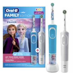Электрическая зубная щетка Oral-B Family Edition White + Kids Frozen белый, голубой