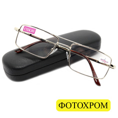 Очки хамелеоны RALPH 016 +4,00, линзы стекло, c футляром, золотой, РЦ 62-64