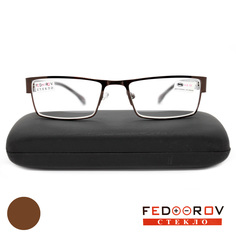 Готовые очки Fedrov 019, со стеклянной линзой, +1,00, c футляром, коричневые, РЦ 62-64