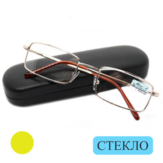 Готовые очки MOCT 6603, со стеклянной линзой, +0,75, c футляром, золотой, РЦ 62-64