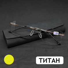 Безободковые очки FM 8959 -1.00, c футляром, оправа титан, золотые, РЦ 62-64 Fabia Monti